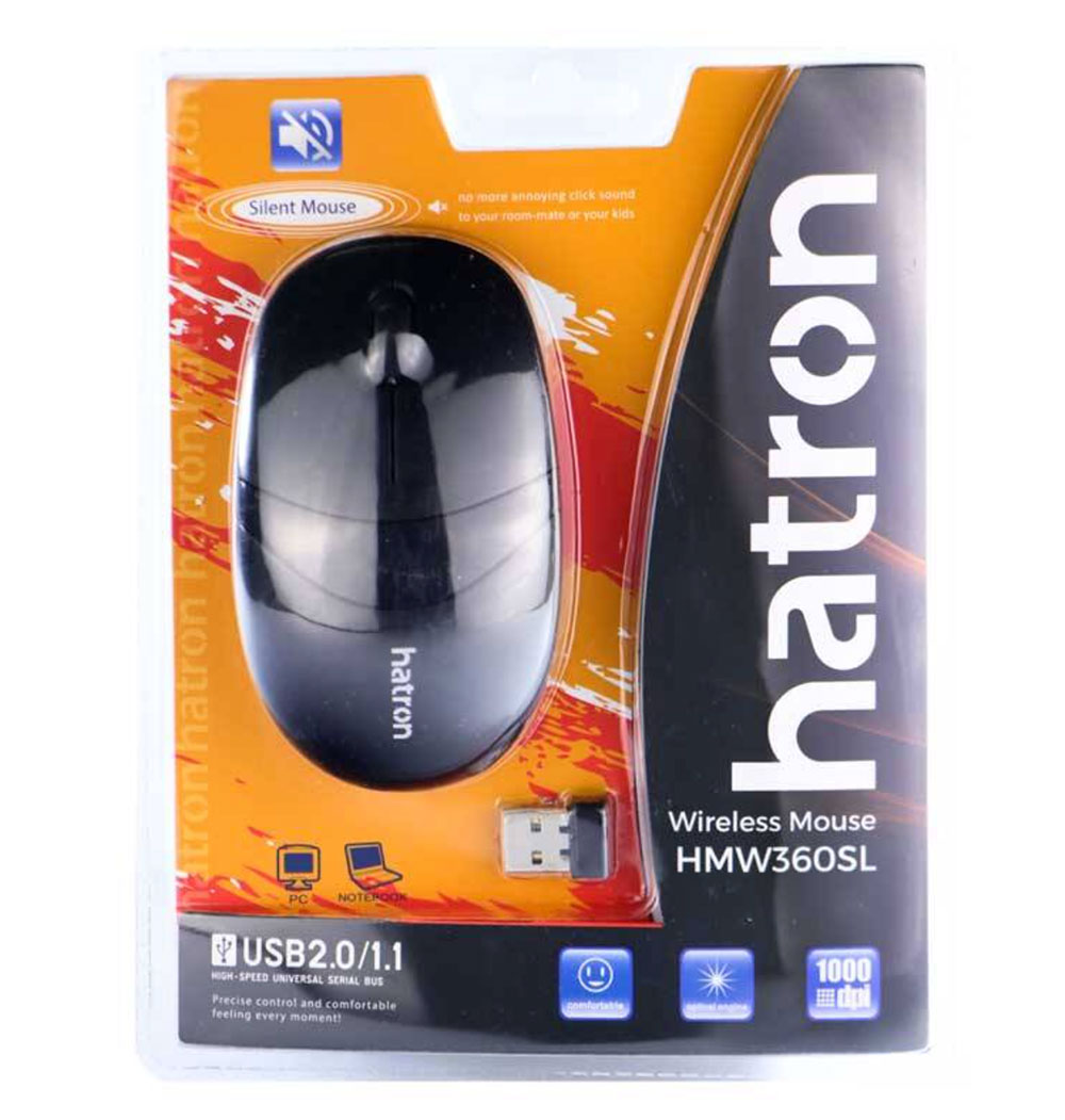 موس بی‌سیم هترون Hatron HMW360SL بسته‌بندی محصول
